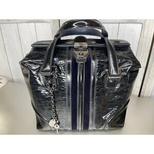 Gucci Horsebit Sherry Line Square Doctor's Bag Handbag Navy Patent Leather